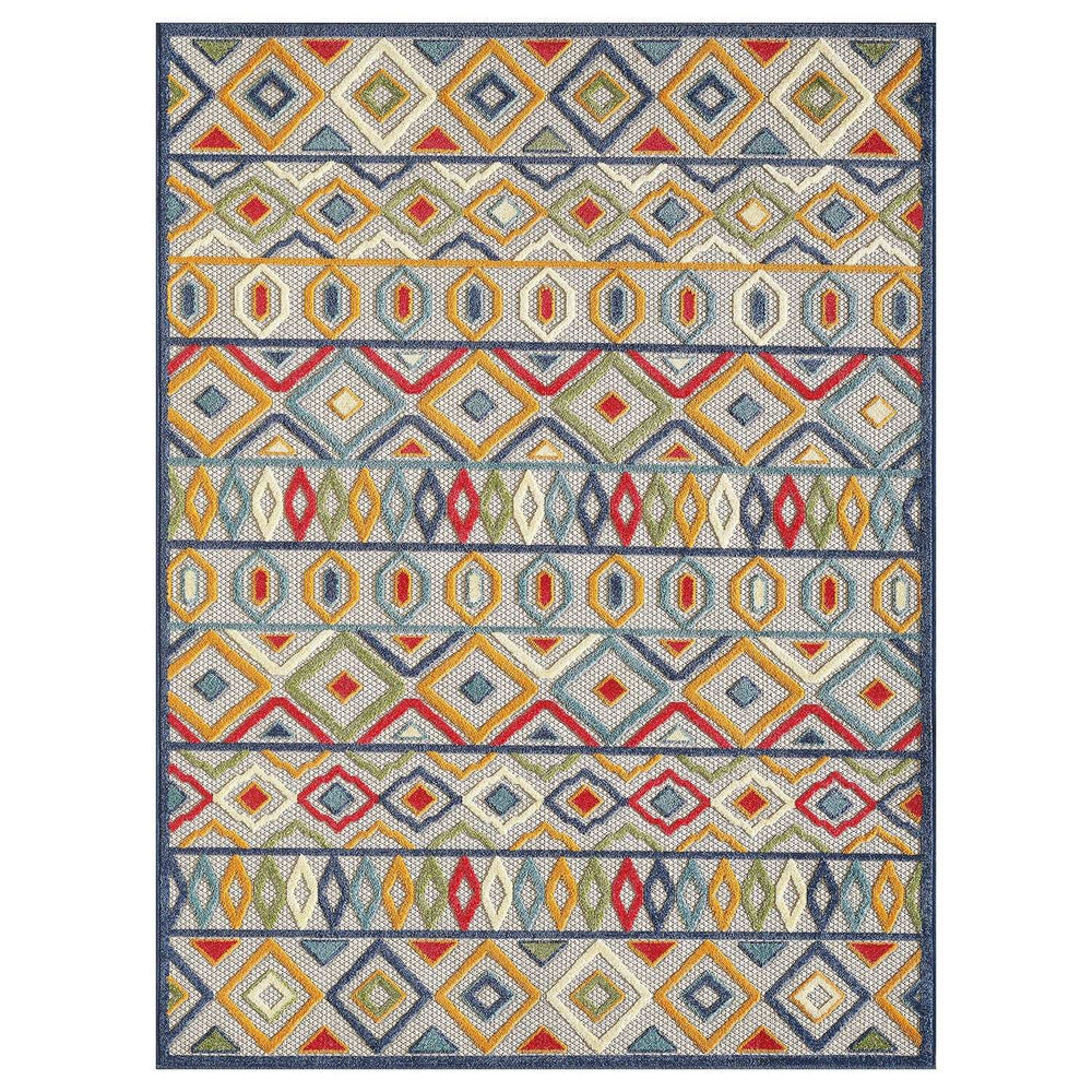 2' X 4' Ivory And Blue Southwestern Stain Resistant Indoor Outdoor Area Rug - Homeroots - Flyclothing LLC