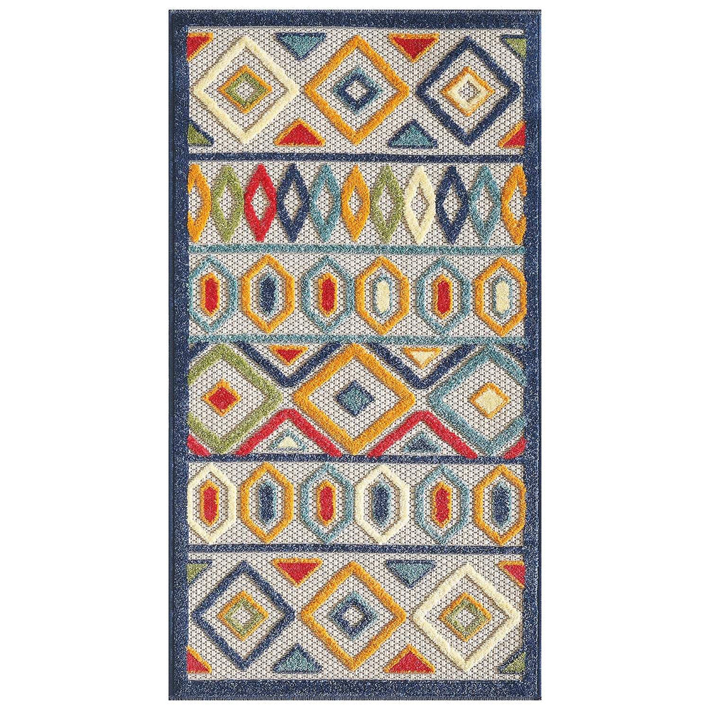 2' X 4' Ivory And Blue Southwestern Stain Resistant Indoor Outdoor Area Rug - Homeroots - Flyclothing LLC