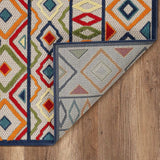 2' X 4' Ivory And Blue Southwestern Stain Resistant Indoor Outdoor Area Rug - Homeroots - Flyclothing LLC