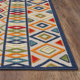 2' X 4' Ivory And Blue Southwestern Stain Resistant Indoor Outdoor Area Rug - Homeroots - Flyclothing LLC