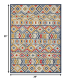 3' X 5' Multi Aztec Pattern Indoor Outdoor Area Rug - Homeroots - Flyclothing LLC