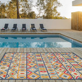 8' X 10' Ivory And Blue Southwestern Stain Resistant Indoor Outdoor Area Rug - Homeroots - Flyclothing LLC