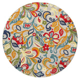 8' Round Ivory And Blue Round Floral Stain Resistant Indoor Outdoor Area Rug - Homeroots - Flyclothing LLC