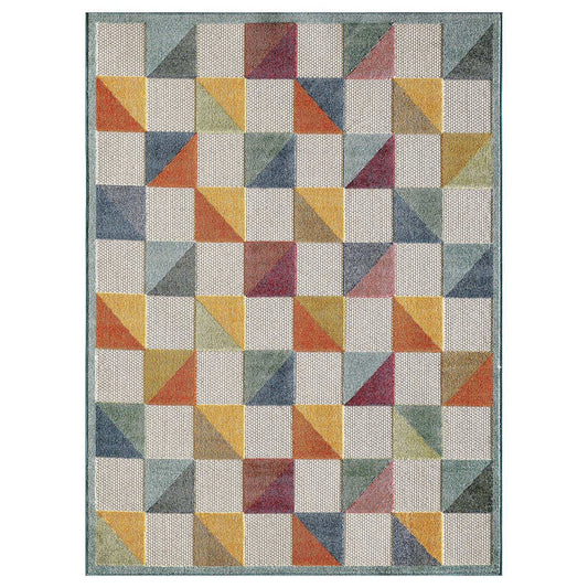 3' X 5' Ivory Geometric Stain Resistant Indoor Outdoor Area Rug - Homeroots - Flyclothing LLC