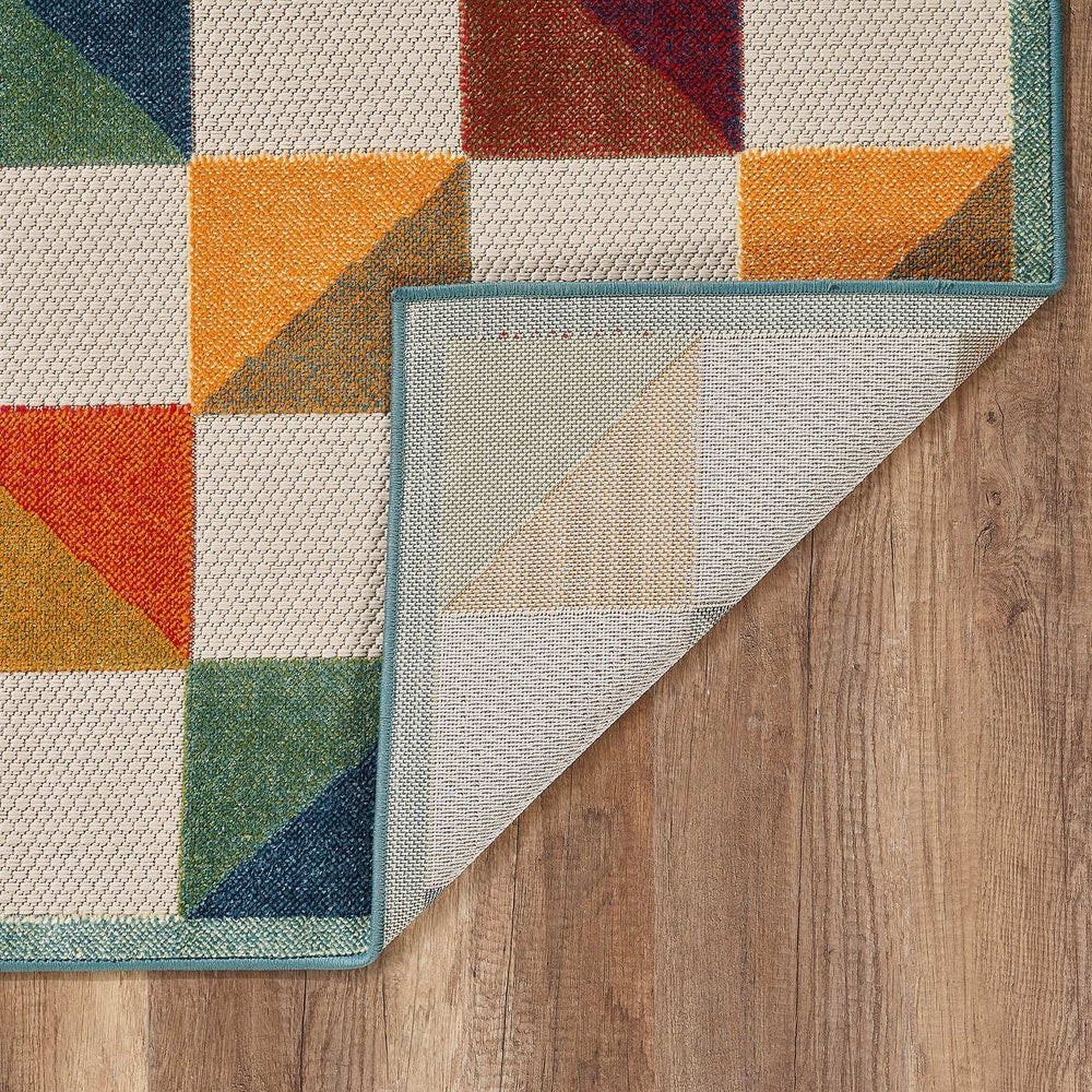 5' X 7' Orange And Ivory Geometric Stain Resistant Indoor Outdoor Area Rug - Homeroots - Flyclothing LLC