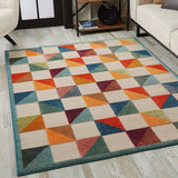 5' X 7' Orange And Ivory Geometric Stain Resistant Indoor Outdoor Area Rug - Homeroots - Flyclothing LLC