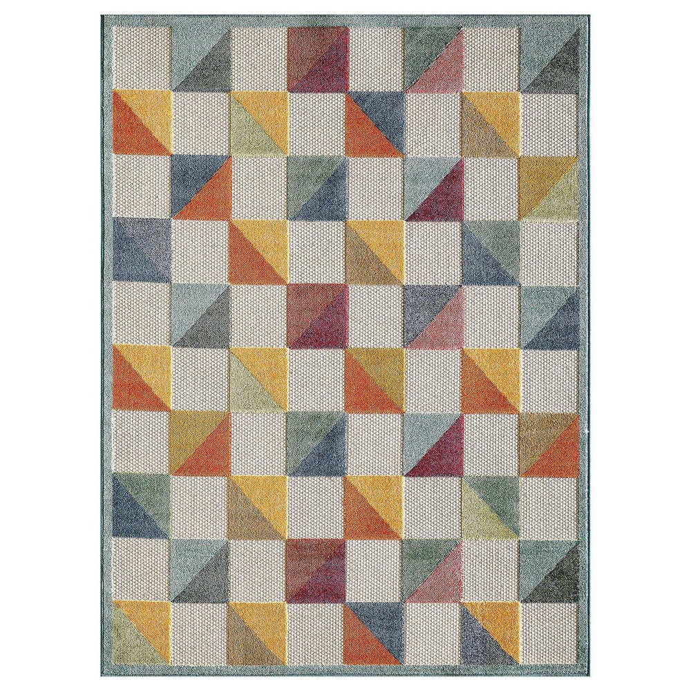 7' X 9' Ivory Geometric Stain Resistant Indoor Outdoor Area Rug - Homeroots - Flyclothing LLC