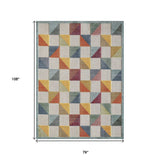 7' X 9' Ivory Geometric Stain Resistant Indoor Outdoor Area Rug - Homeroots - Flyclothing LLC