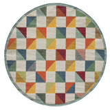 8' Round Orange And Ivory Round Geometric Stain Resistant Indoor Outdoor Area Rug - Homeroots - Flyclothing LLC