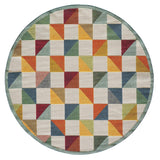 8' Round Orange And Ivory Round Geometric Stain Resistant Indoor Outdoor Area Rug - Homeroots - Flyclothing LLC