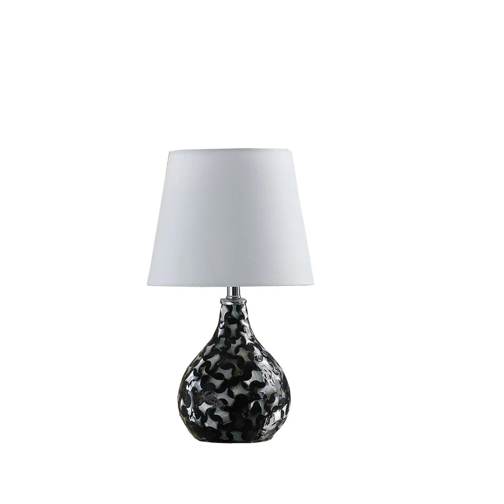12" Black Table Lamp With White Globe Shade - Homeroots