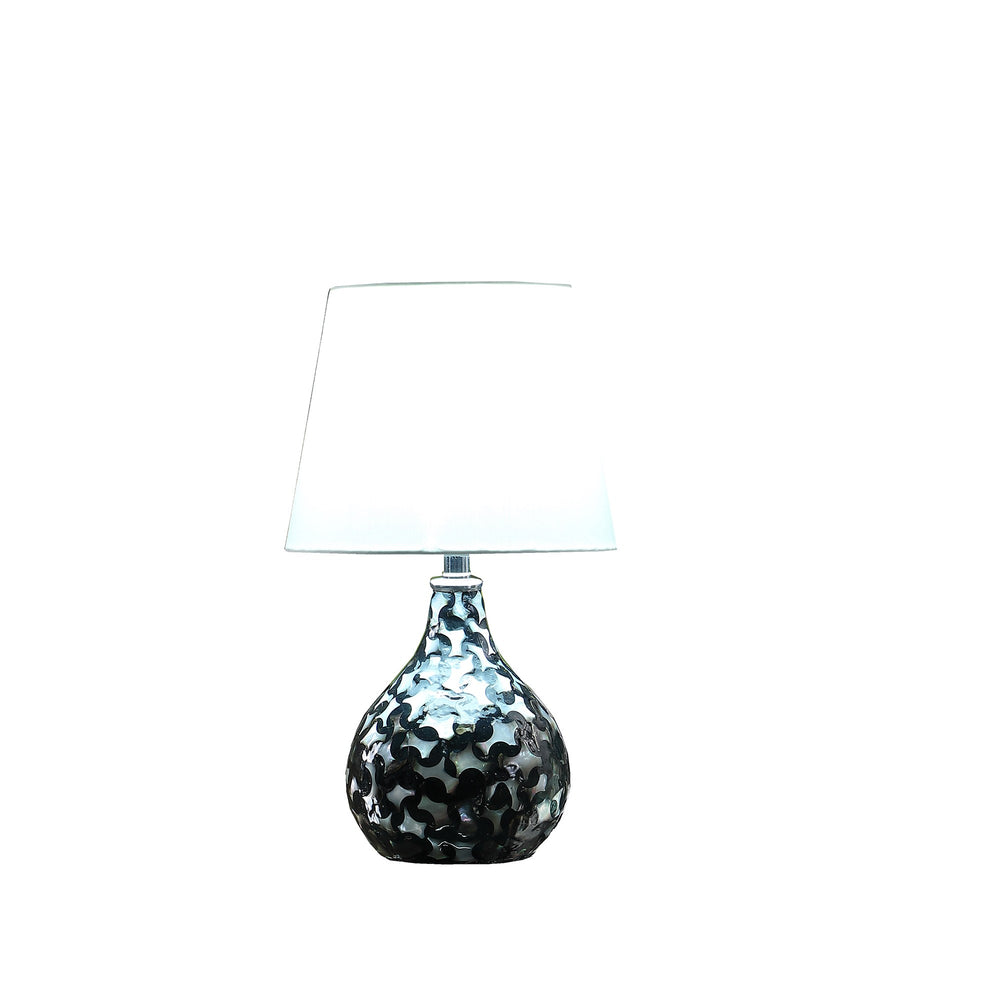 12" Black Table Lamp With White Globe Shade - Homeroots