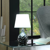 12" Black Table Lamp With White Globe Shade - Homeroots