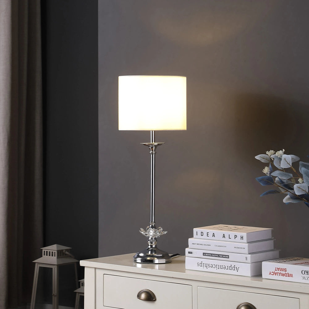 26" Silver Metal Table Lamp With White Globe Shade - Homeroots - Flyclothing LLC