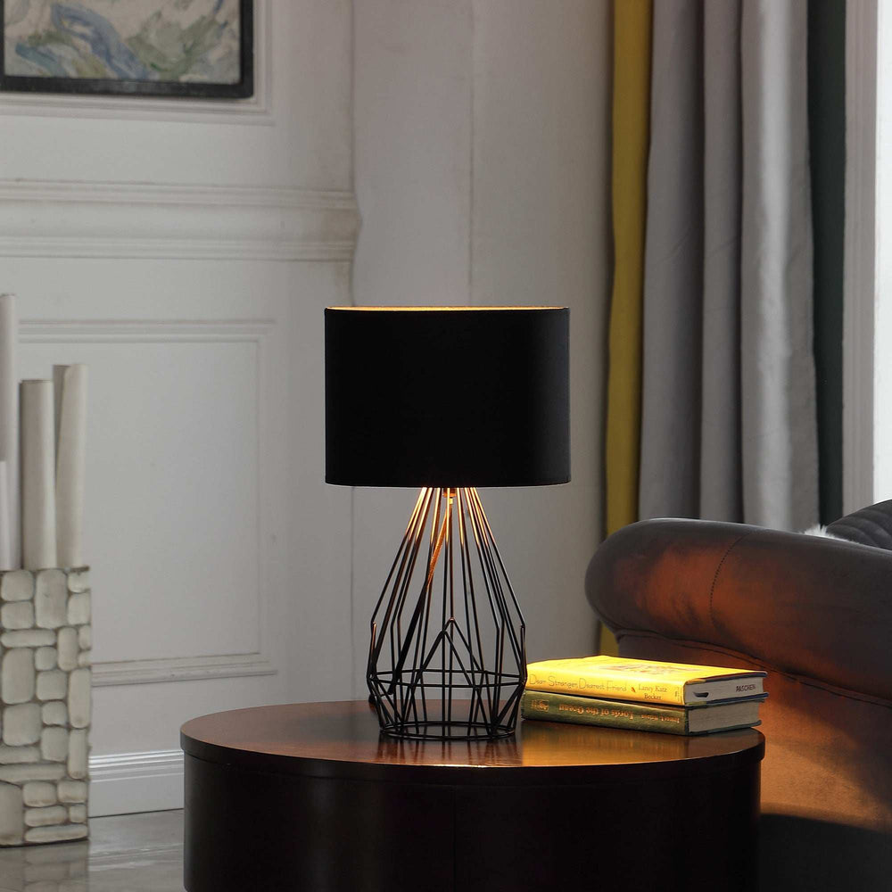 18” Asymmetric Black Cage Metal Table Lamp - Homeroots - Flyclothing LLC