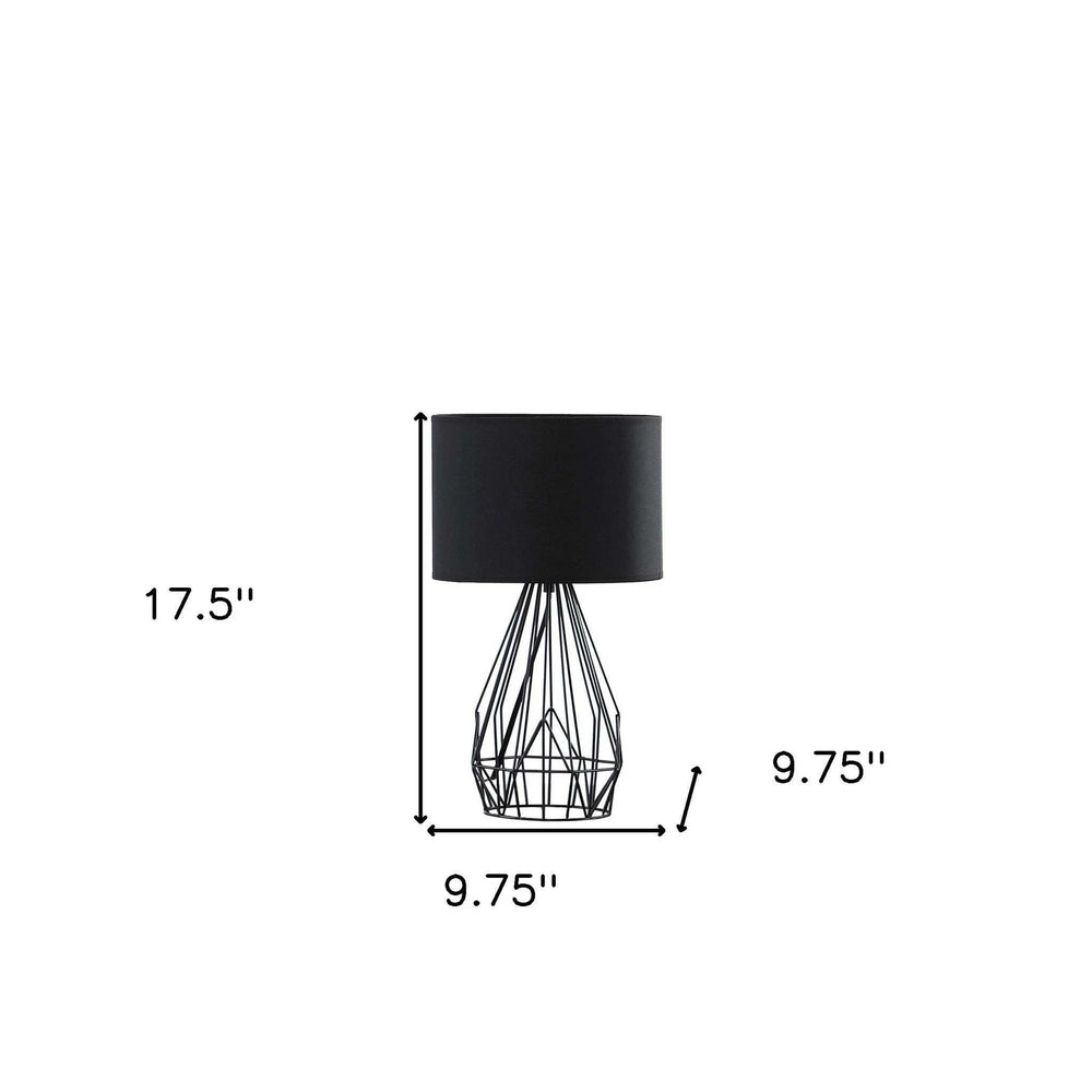 18” Asymmetric Black Cage Metal Table Lamp - Homeroots - Flyclothing LLC