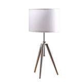 34" Silver Metal Adjustable Tripod Table Lamp With White Round Shade - Homeroots - Flyclothing LLC