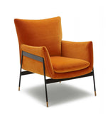 Velvet Solid Color Flared Arms Wingback Chair Metal Black Legs - Homeroots - Flyclothing LLC