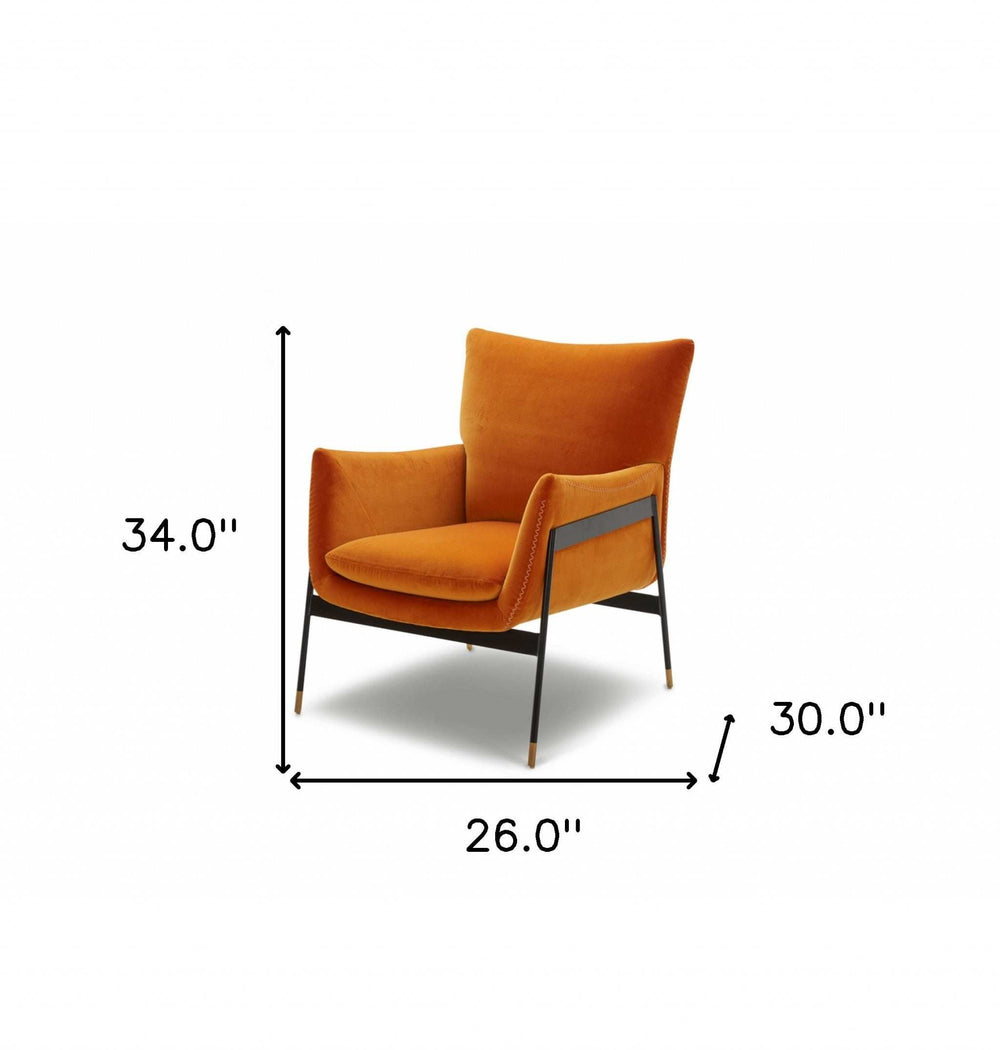 Velvet Solid Color Flared Arms Wingback Chair Metal Black Legs - Homeroots - Flyclothing LLC