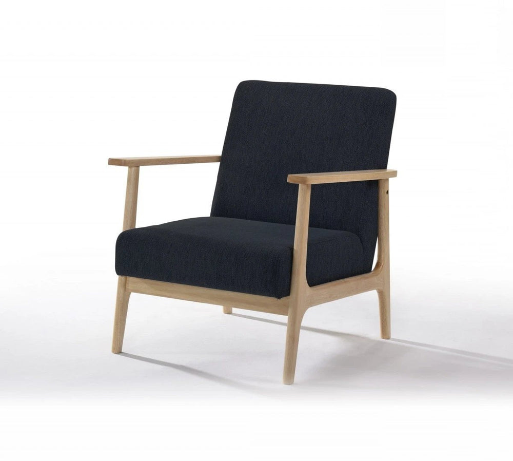 31" Black and Natural Oak Low Seat Modern Armchair - Homeroots