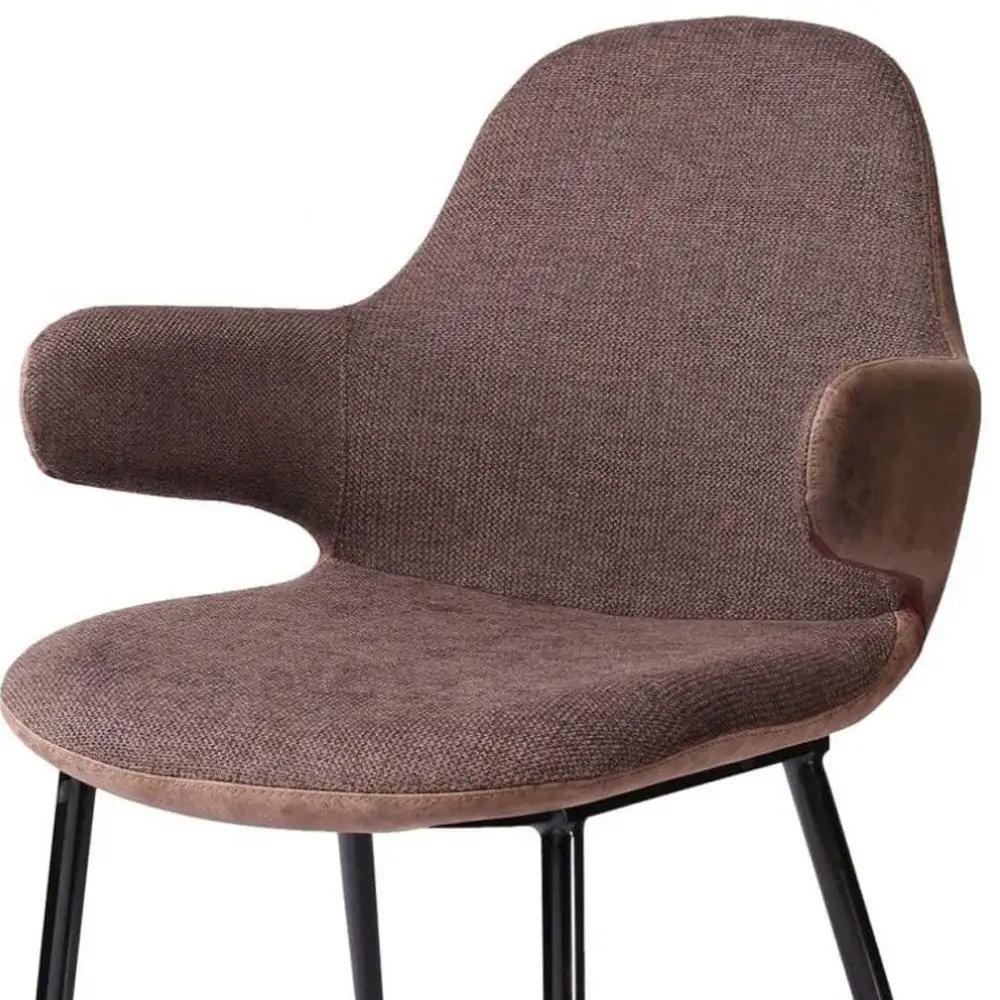 33" Stylish Brown Fabric and Faux Leather Accent Chair - Homeroots