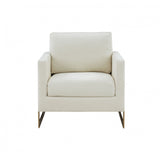 34" Cream And Gold Upholstered Arm Chair - Homeroots