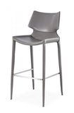 Set of Two 30" Gray Faux Leather And Steel Low Back Bar Height Bar Chairs - Homeroots