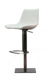 29" White And Silver Faux Leather And Stainless Steel Swivel Bar Height Bar Chair - Homeroots