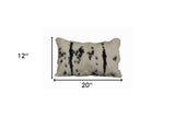 12" X 20" Black And White Rabbit Zippered Natural Fur Animal Print Throw Pillow - Homeroots - Flyclothing LLC