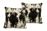 Set of Two 18" Black and White Rabbit Natural Fur Throw Pillow - Homeroots - Flyclothing LLC