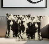 Set of Two 18" Black and White Rabbit Natural Fur Throw Pillow - Homeroots - Flyclothing LLC