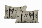 Set Of Two 12" X 20" Black And White Rabbit Zippered Natural Fur Animal Print Throw Pillows - Homeroots - Flyclothing LLC
