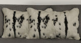 Set Of Two 12" X 20" Black And White Rabbit Zippered Natural Fur Animal Print Throw Pillows - Homeroots - Flyclothing LLC