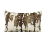 Set of Two 12" X 20" Brown and White Rabbit Natural Fur Throw Pillow - Homeroots - Flyclothing LLC