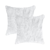Set Of Two 18" White Rabbit Zippered Natural Fur Throw Pillows - Homeroots - Flyclothing LLC