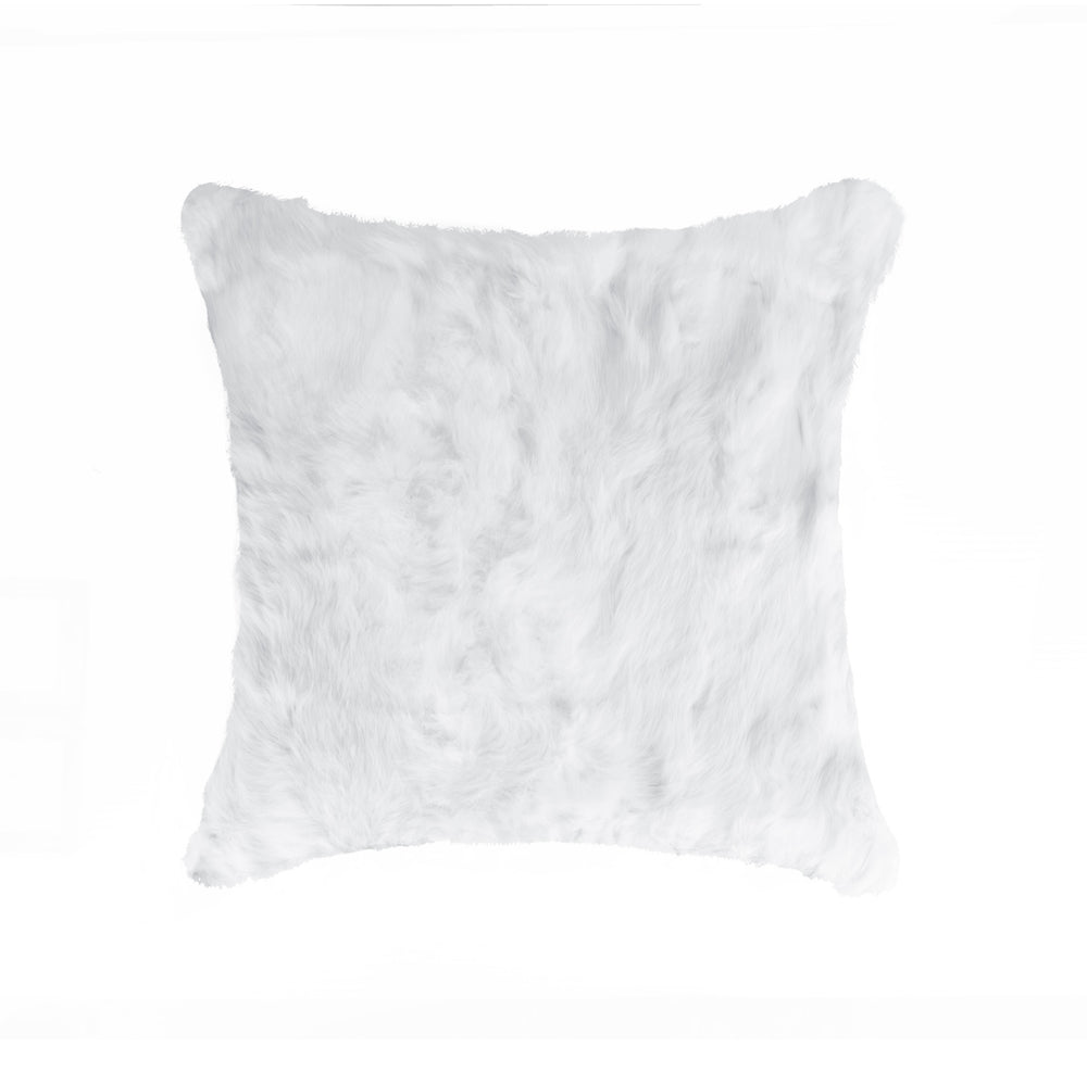 Set Of Two 18" White Rabbit Zippered Natural Fur Throw Pillows - Homeroots - Flyclothing LLC