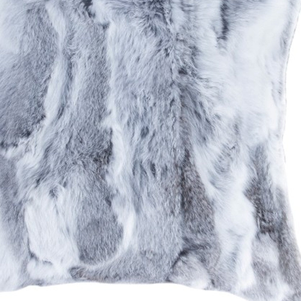 Set Of Two 18" Grey Rabbit Natural Fur Throw Pillows - Homeroots - Flyclothing LLC