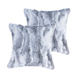 Set Of Two 18" Grey Rabbit Natural Fur Throw Pillows - Homeroots - Flyclothing LLC