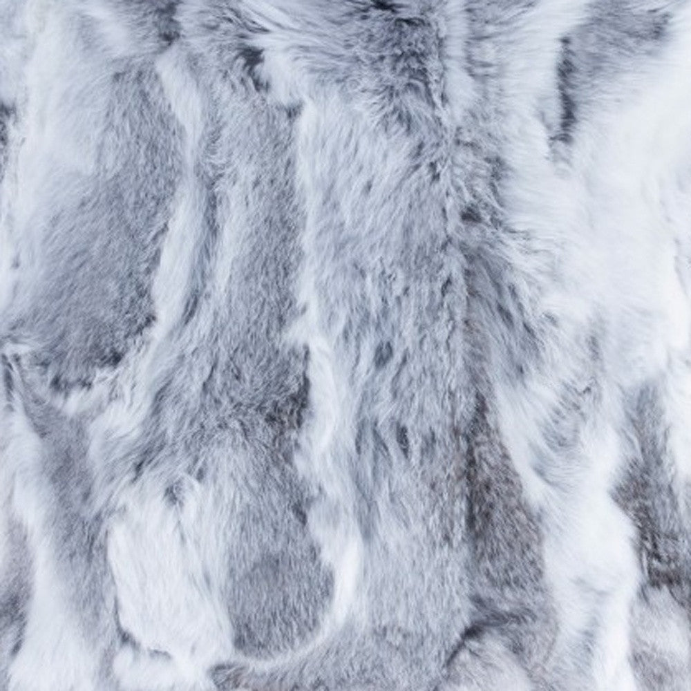 Set Of Two 18" Grey Rabbit Natural Fur Throw Pillows - Homeroots - Flyclothing LLC