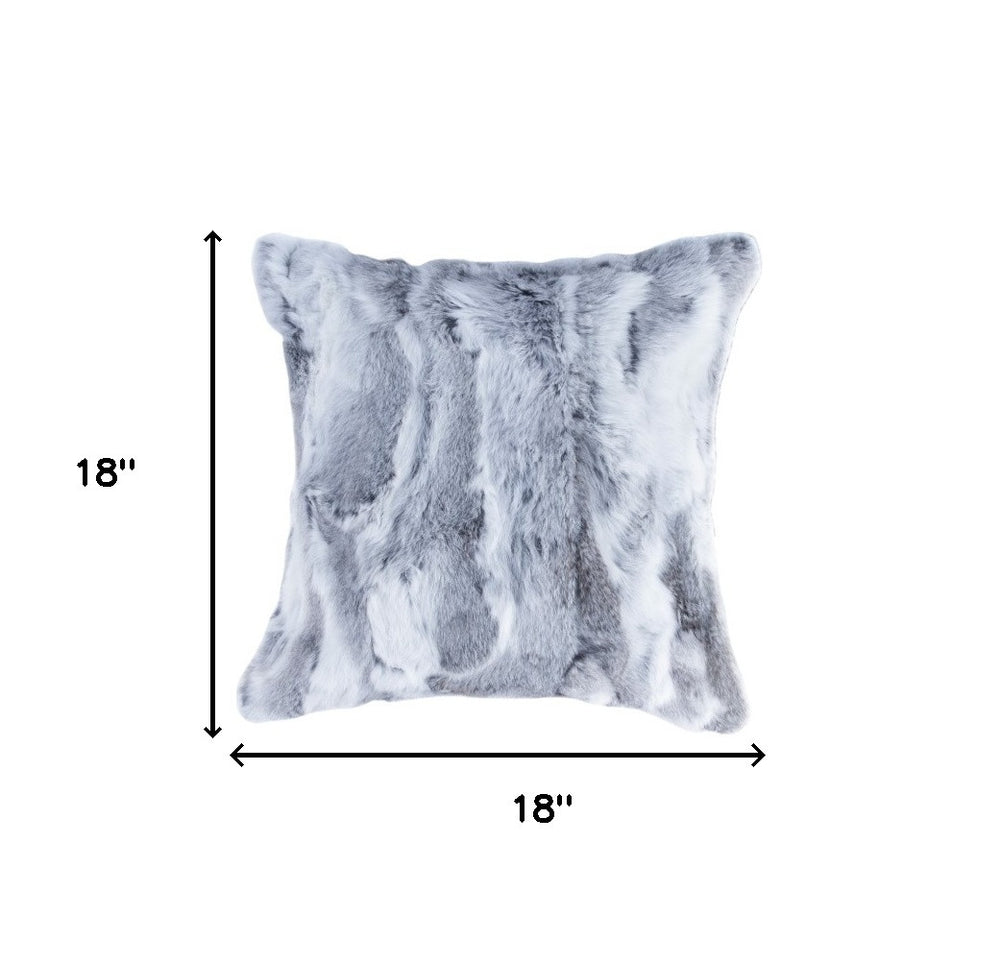 Set Of Two 18" Grey Rabbit Natural Fur Throw Pillows - Homeroots - Flyclothing LLC