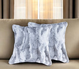 Set Of Two 18" Grey Rabbit Natural Fur Throw Pillows - Homeroots - Flyclothing LLC
