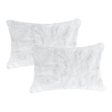 Set Of Two 12" X 20" White Rabbit Natural Fur Throw Pillows - Homeroots - Flyclothing LLC