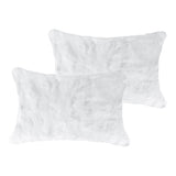 Set Of Two 12" X 20" White Rabbit Natural Fur Throw Pillows - Homeroots - Flyclothing LLC
