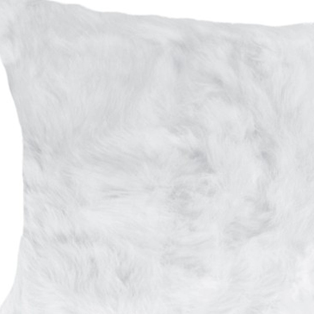Set Of Two 12" X 20" White Rabbit Natural Fur Throw Pillows - Homeroots - Flyclothing LLC