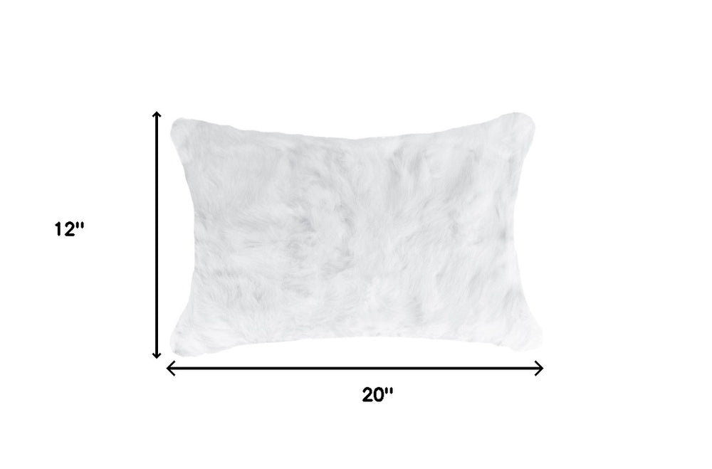 Set Of Two 12" X 20" White Rabbit Natural Fur Throw Pillows - Homeroots - Flyclothing LLC