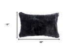 Set of Two 12" X 20" Black Rabbit Natural Fur Throw Pillow - Homeroots - Flyclothing LLC