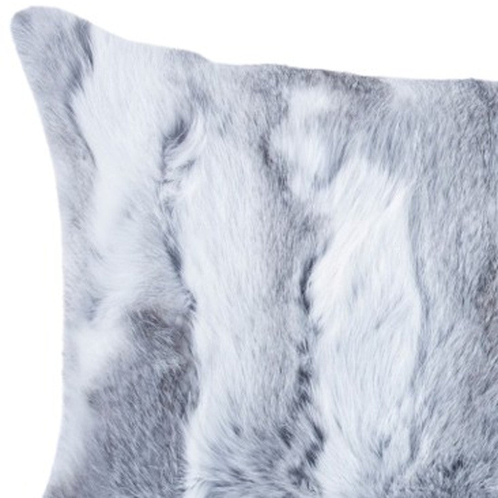 Set of Two 12" X 20" Gray Rabbit Natural Fur Throw Pillow - Homeroots - Flyclothing LLC