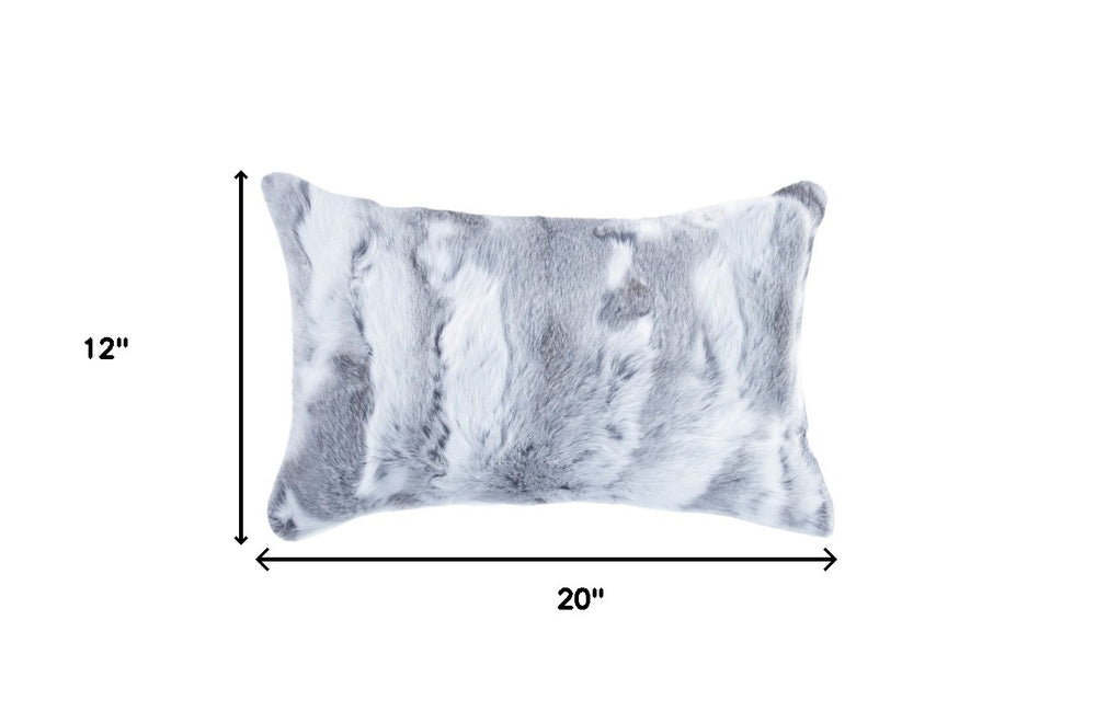 Set of Two 12" X 20" Gray Rabbit Natural Fur Throw Pillow - Homeroots - Flyclothing LLC