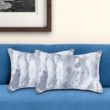 Set of Two 12" X 20" Gray Rabbit Natural Fur Throw Pillow - Homeroots - Flyclothing LLC