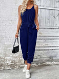 Scoop Neck Tie Waist Jumpsuit - Trendsi - Flyclothing LLC
